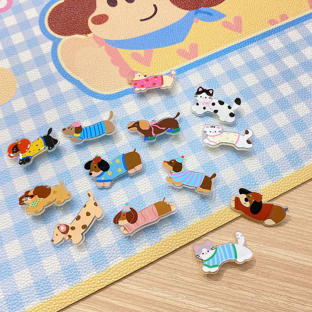 ** Huy hiệu cài áo/balo mèo/cún lạp xưởng