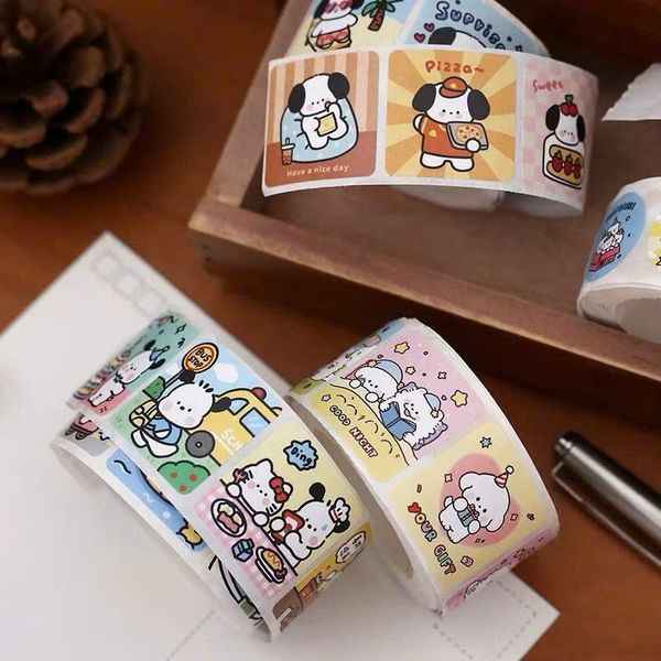 ** Cuộn sticker Sanrio 300 miếng ô vuông