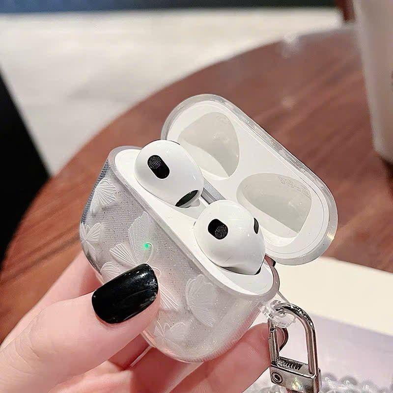 ** Case Airpods 4 dẻo bướm trắng chuỗi hạt