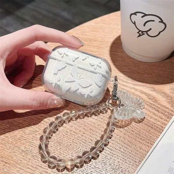 ** Case Airpods Pro 3 dẻo bướm trắng chuỗi hạt