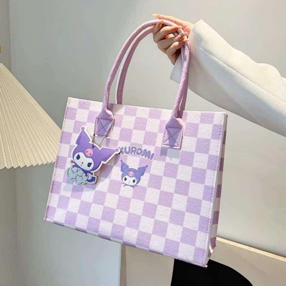 ** Túi xách caro nhiều hình kèm sticker