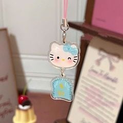 ** Dây đeo điện thoại mica 2 tầng đầu Kitty xanh/hồng kèm lời chúc