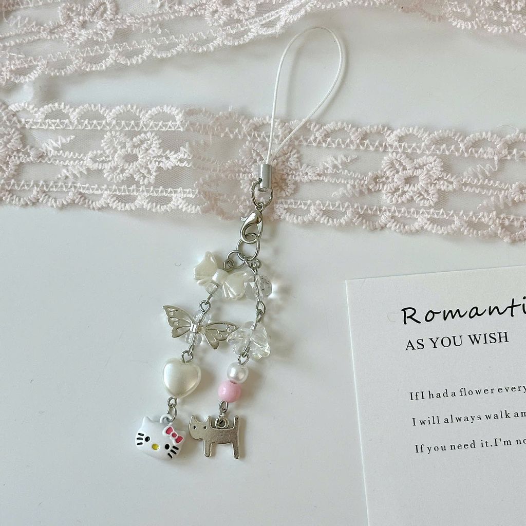 ** Dây đeo điện thoại đôi mặt Kitty mèo ngang