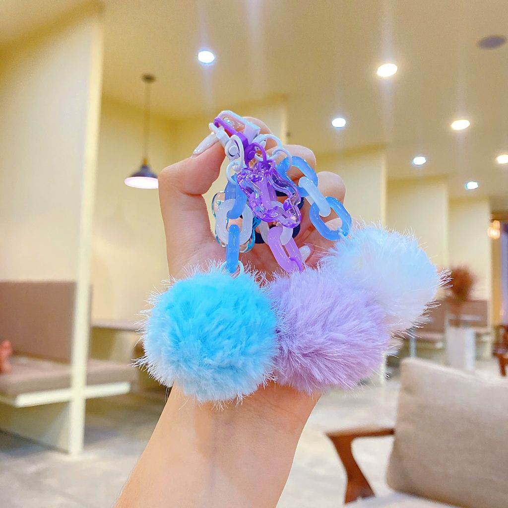 ** Móc khóa cục bông charm sao tím/xanh/vàng