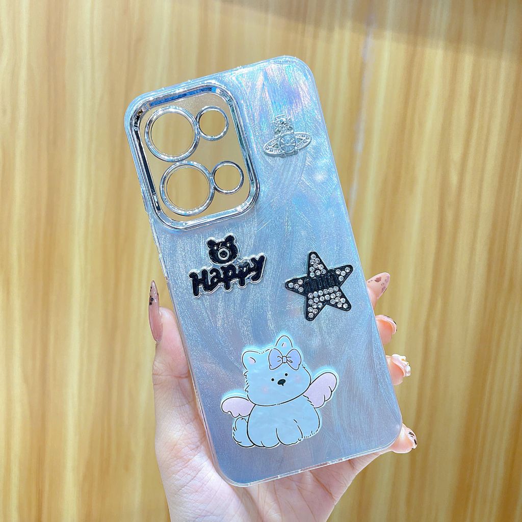 Ốp Xiaomi Redmi 13 4G vân sóng bạc sticker nổi