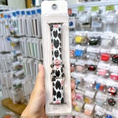 Dây AW da Thổ Cẩm-Tim đen-Daisy size 38-40