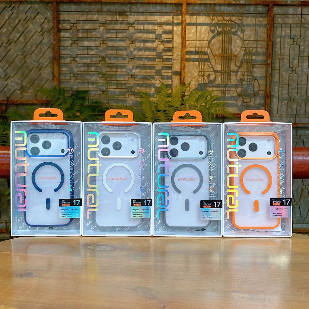 ** Ốp IP 17 Pro Max Mutural lưng nhám magsafe viền màu