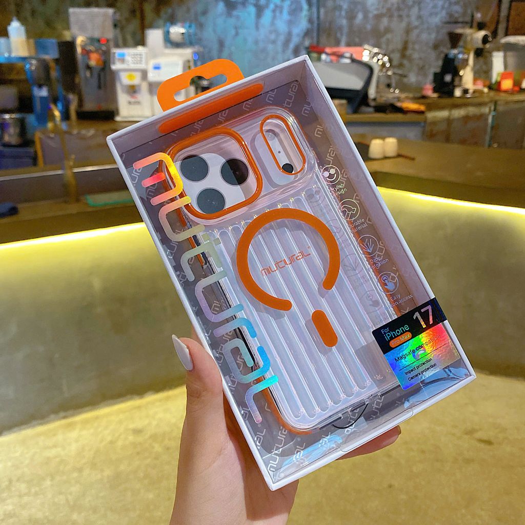 ** Ốp IP 17 Pro Max Mutural vân vali magsafe đệm viền màu