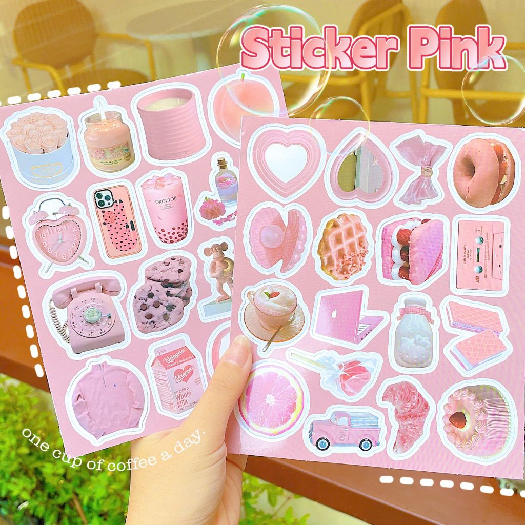 ** Set 100 sticker Small pink object