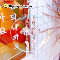 ** Dây đeo điện thoại chuông gió hoa đào