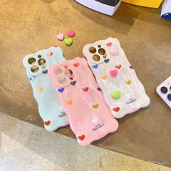 Ốp IP 15 Pro Max vân gồ ghề trái tim Color Summer kèm sticker tim