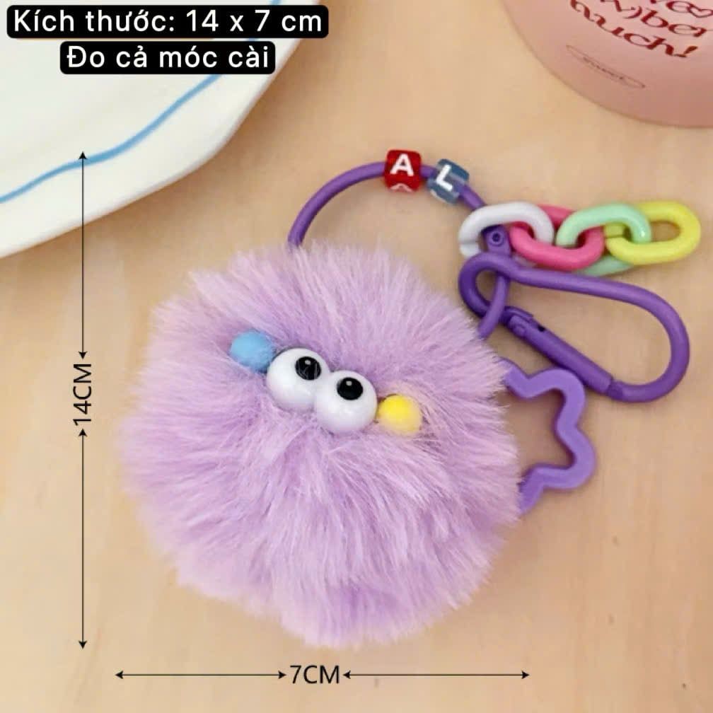 ** Móc khóa quái vật lông Yalove tím/xanh/vàng