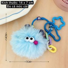 ** Móc khóa quái vật lông Yalove tím/xanh/vàng