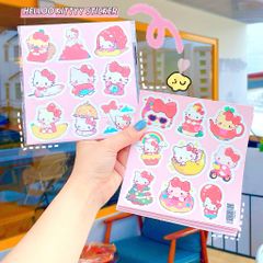 ** Set 60 sticker Kitty mùa đông màu đỏ