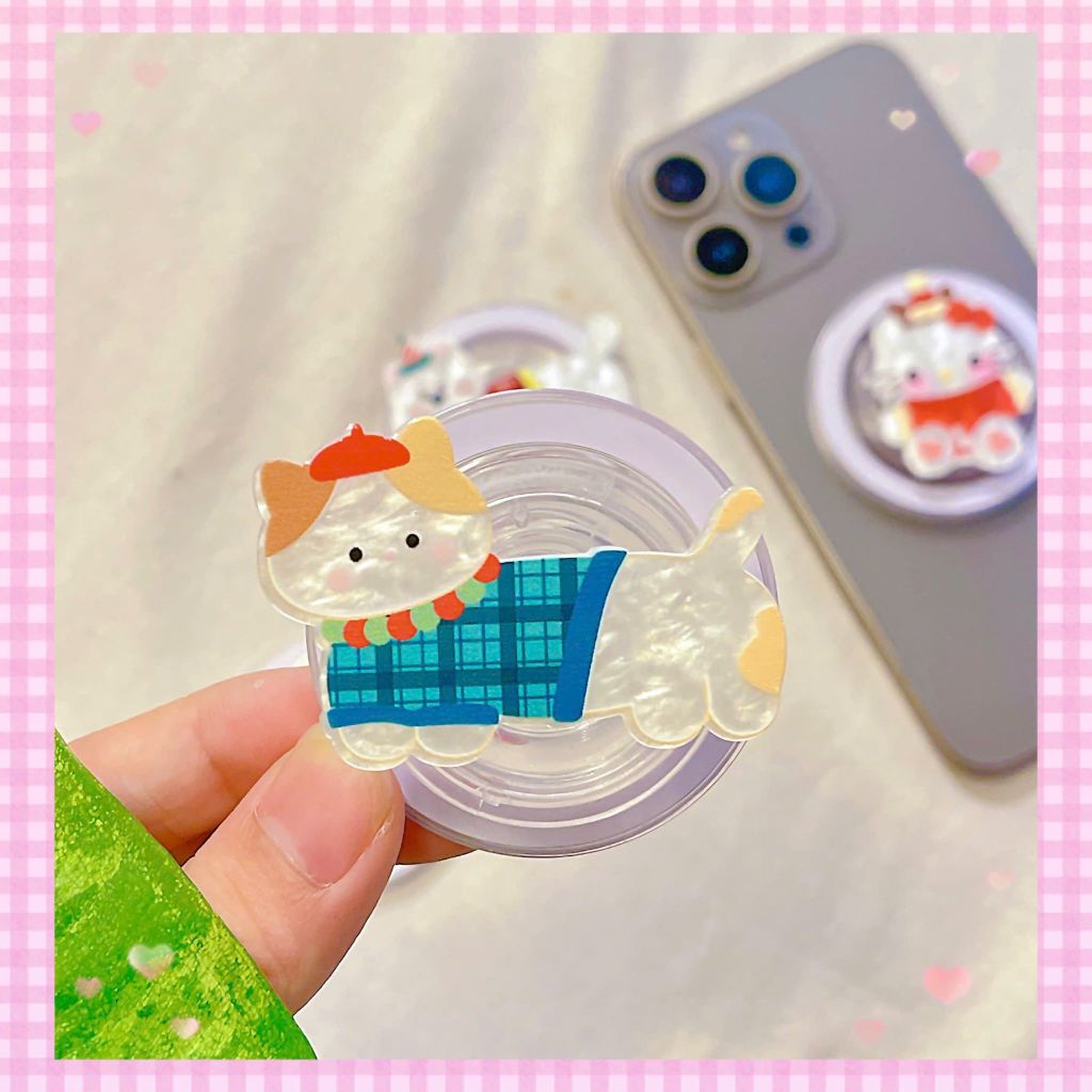 ** Popsocket từ tính mèo Noel xanh/đỏ