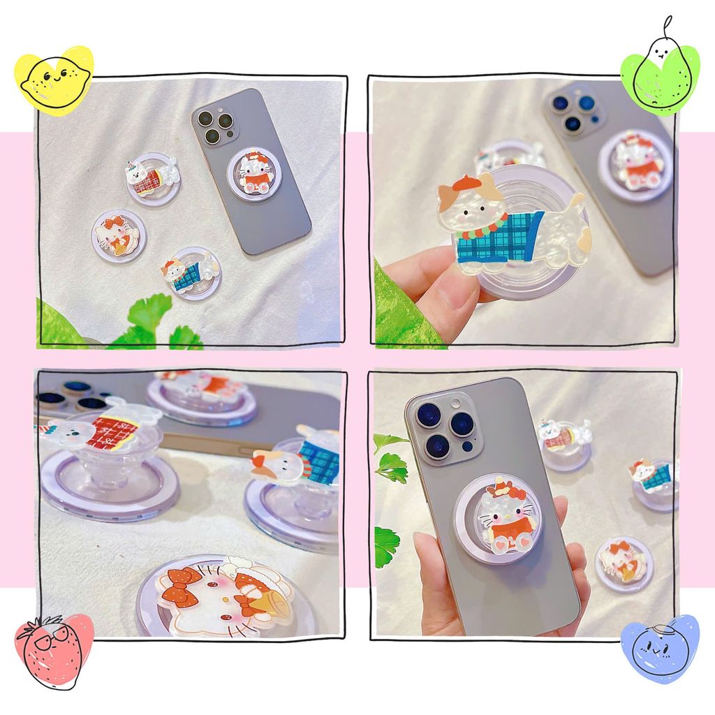 ** Popsocket từ tính mèo Noel xanh/đỏ