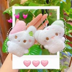 ** Móc khóa bông mèo yêu baby tai hồng/xanh