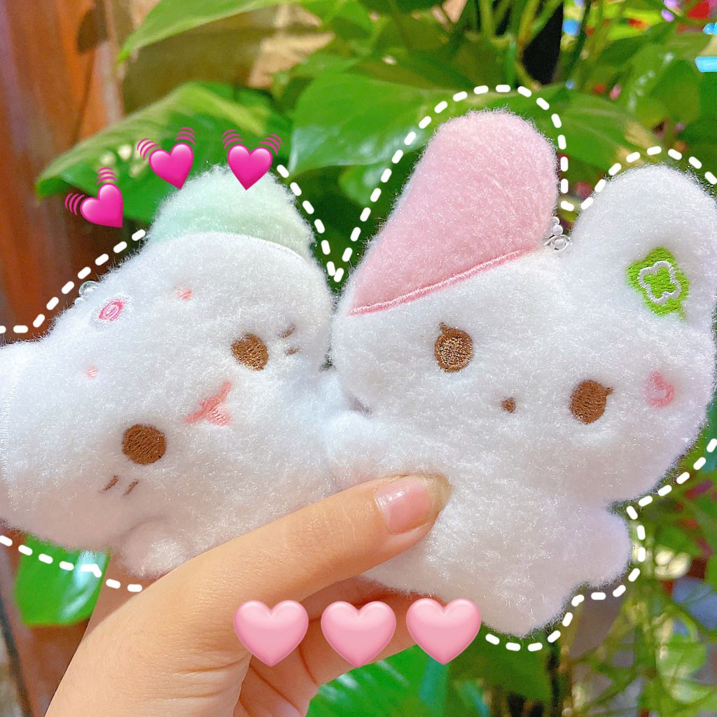 ** Móc khóa bông mèo yêu baby tai hồng/xanh