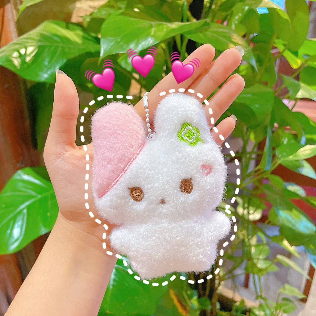 ** Móc khóa bông mèo yêu baby tai hồng/xanh