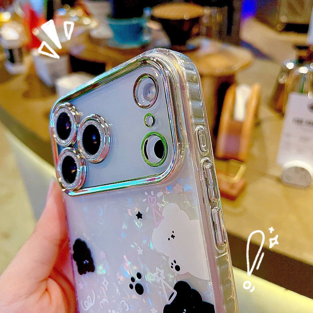 Ốp IP 17 Pro Max lưng thạch anh cam nhũ in hình