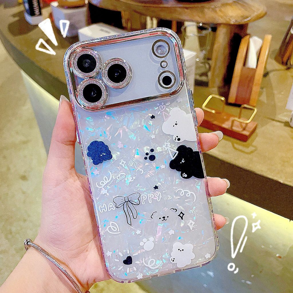 Ốp IP 17 Pro Max lưng thạch anh cam nhũ in hình