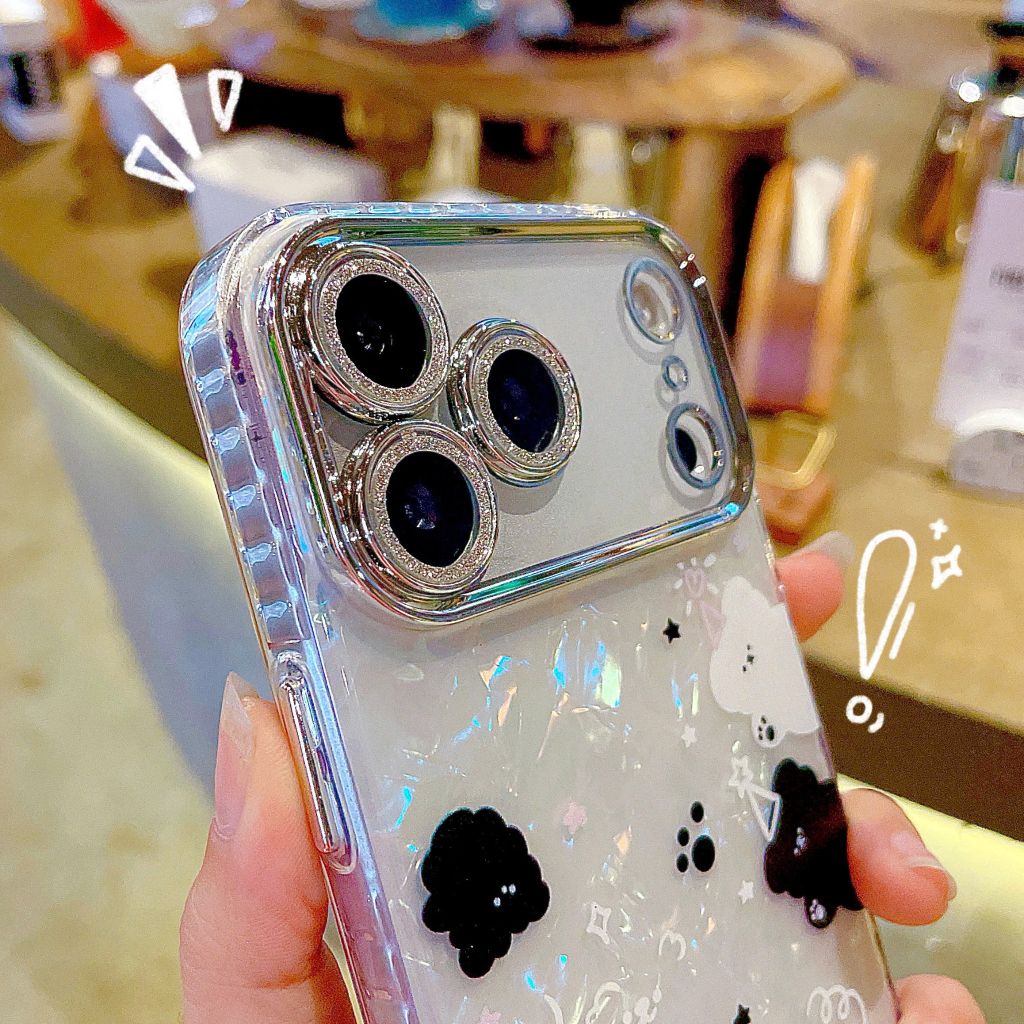 Ốp IP 17 Pro Max lưng thạch anh cam nhũ in hình