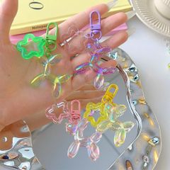 ** Móc khóa cún bóng bay phủ sà cừ tag trái tim tím/xanh/trắng