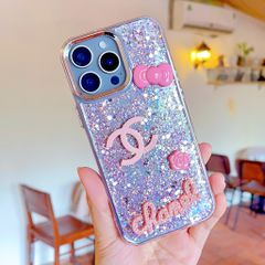 ỐP IP 17 Pro Max nhũ kim tuyến hồng sticker nổi