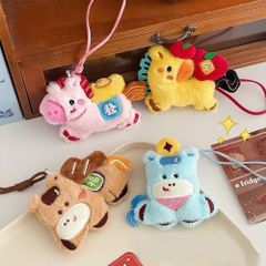 ** Móc khóa bông ngựa chân ngắn hồng/nâu