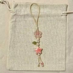 ** Dây đeo điện thoại hoa/ngôi sao hồng lá xanh