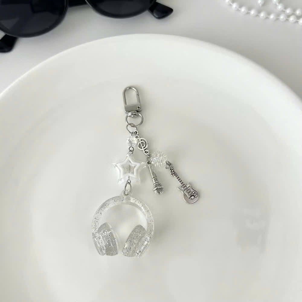 ** Móc khóa Headphone kim tuyến chủ đề âm nhạc