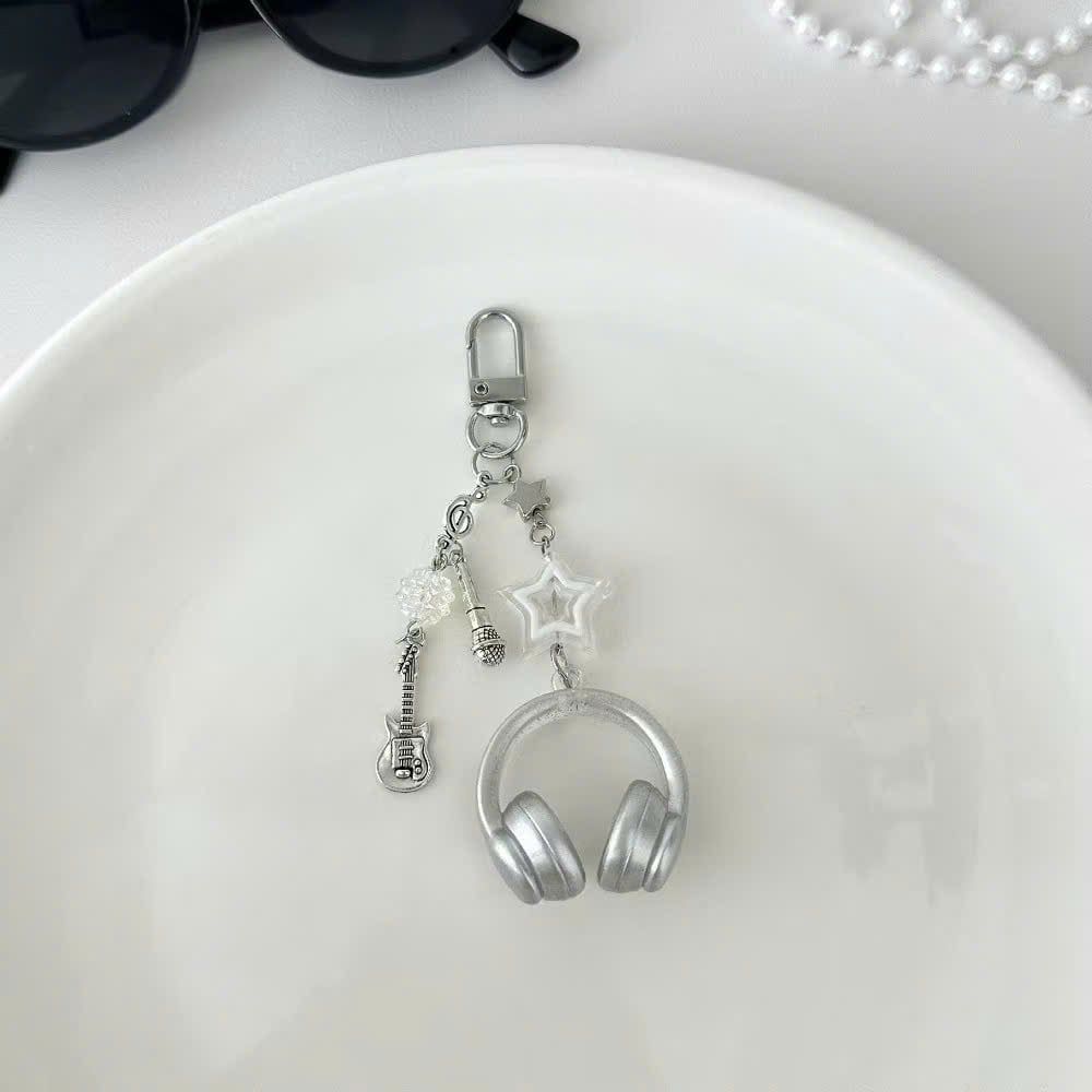 ** Móc khóa Headphone kim tuyến chủ đề âm nhạc