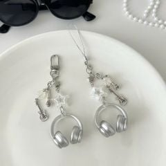 ** Móc khóa Headphone kim tuyến chủ đề âm nhạc