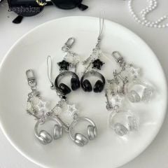 ** Móc khóa Headphone kim tuyến chủ đề âm nhạc