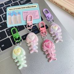 ** Móc khóa xương cá trái tim cầu vồng