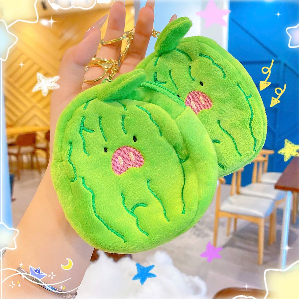 ** Móc khóa ví dưa hấu mặt heo