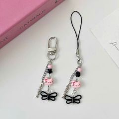 ** Dây đeo điện thoại Kitty bướm đen