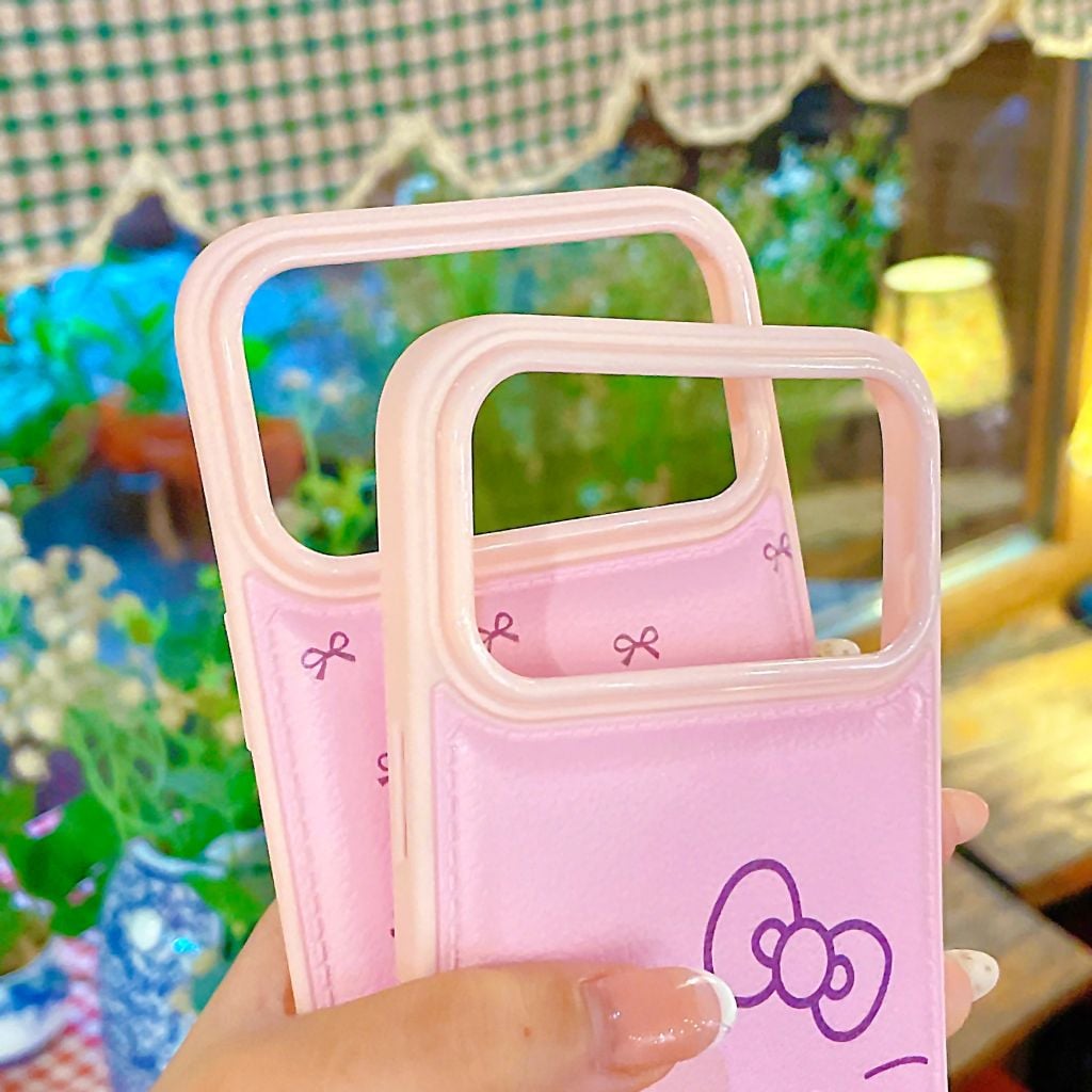 ** Ốp IP 17 Pro Max vân da phồng viền dẻo hồng