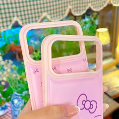 ** Ốp IP 17 Pro Max vân da phồng viền dẻo hồng