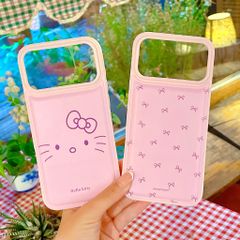 ** Ốp IP 17 Pro Max vân da phồng viền dẻo hồng