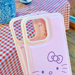 ** Ốp IP 15 6.1 vân da phồng viền dẻo hồng