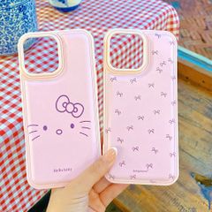 ** Ốp IP 15 6.1 vân da phồng viền dẻo hồng