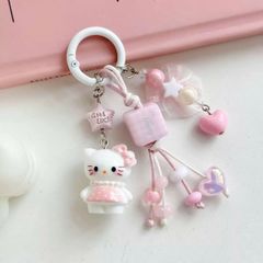 ** Móc khóa chùm Kitty váy hồng nơ hồng