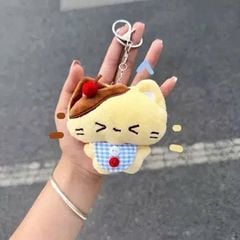 ** Móc khóa bông mèo vàng tai nâu đeo yếm khuy