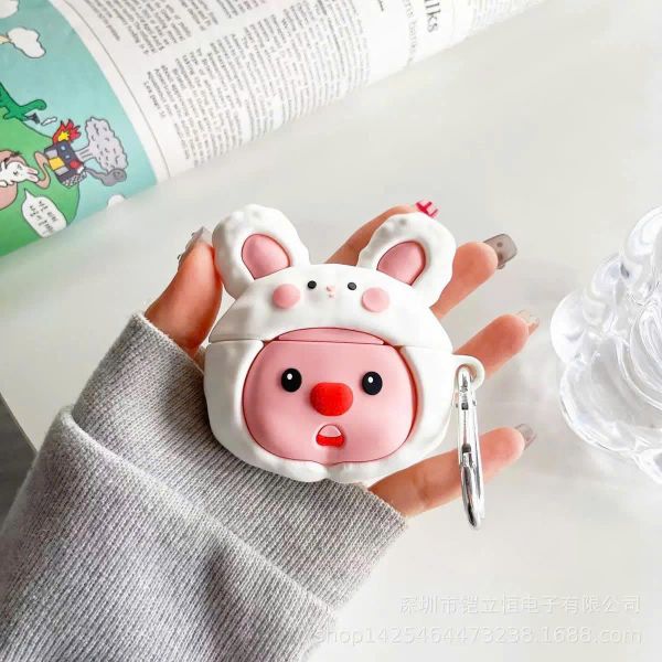** Case Airpods 4 dẻo thỏ trắng mặt Loopy
