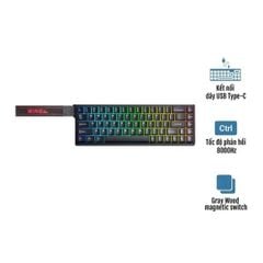 ** Bàn phím cơ có dây Aula WIN68HE đen, Gray Wood magenic Switch