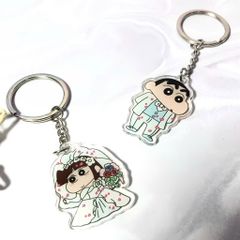 ** Móc khóa mica đôi Shin cô dâu chú rể