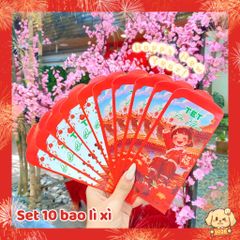 ** Set 10 bao lì xì mẫu mới hình bé gái