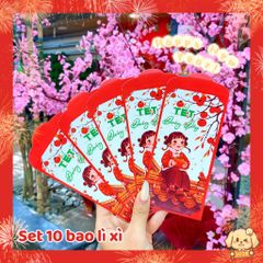 ** Set 10 bao lì xì mẫu mới hình bé gái