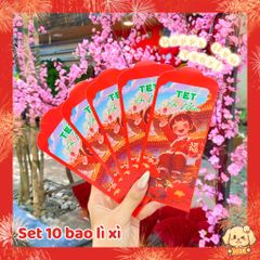 ** Set 10 bao lì xì mẫu mới hình bé gái